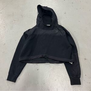 Gymshark Black Cropped Hoodie Jacket Women’s Athletic Gym Sport Size Small